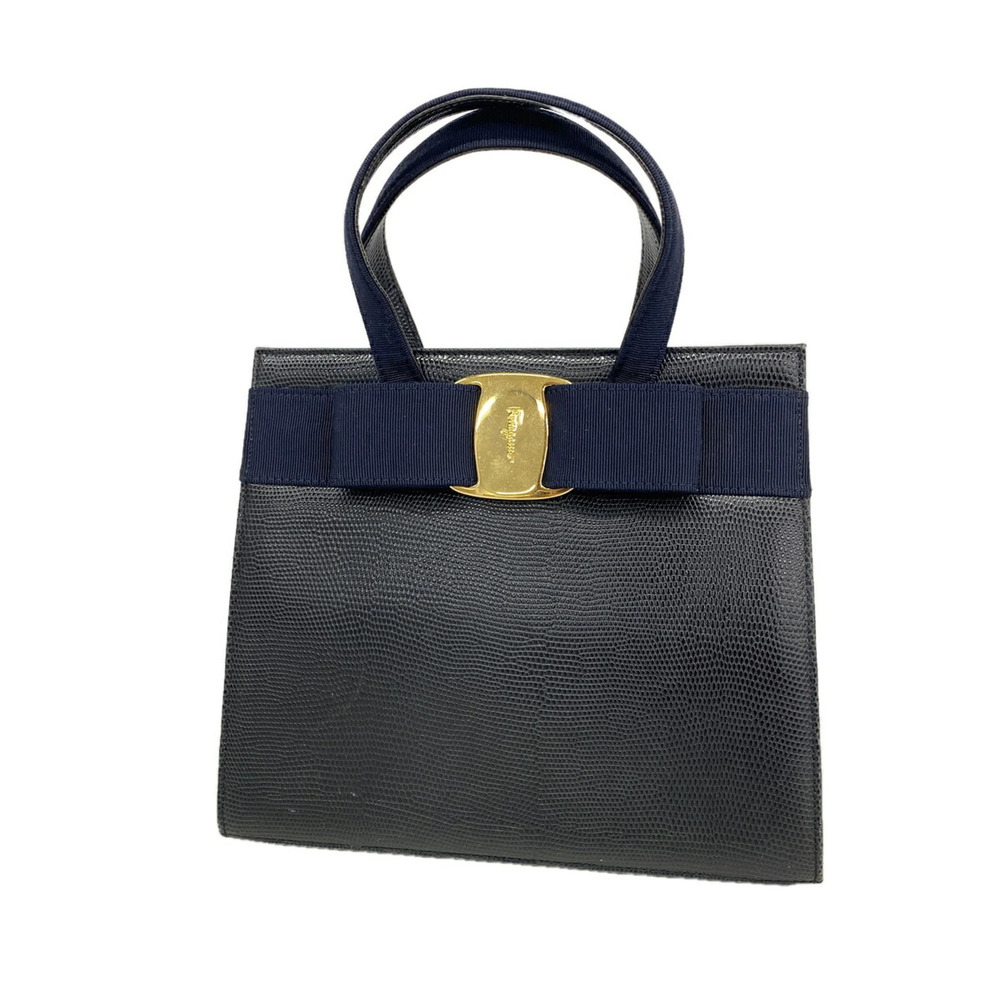 Salvatore Ferragamo Vara Leather Handbag, Black, Women's